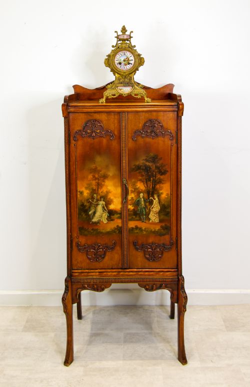 fig 1. Antique Painted Mahogany Music Cabinet