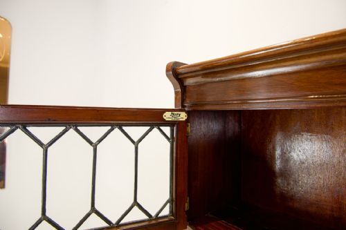 fig 3. Antique Minty Mahogany Barrister Bookcase with Leaded Glass - Early 20th Century