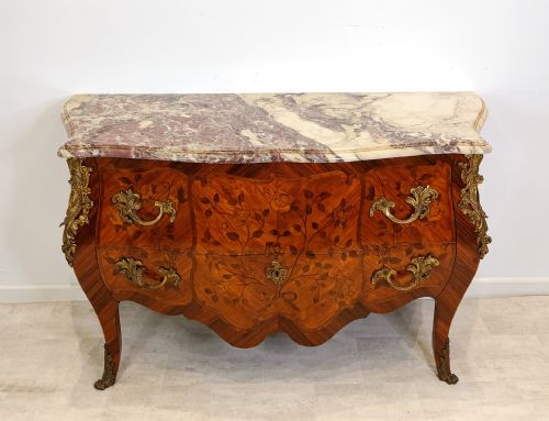 fig 2. Fine 19th Century French Marquetry & Gilt Bronze Marble-Top Commode Chest (c.1880)