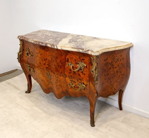 fig 3. Fine 19th Century French Marquetry & Gilt Bronze Marble-Top Commode Chest (c.1880)
