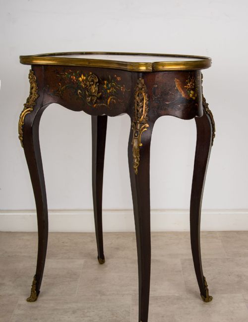 fig 4. 19th-Century French Vernis Martin Painted Side Table with Ormolu & Cabriole Legs