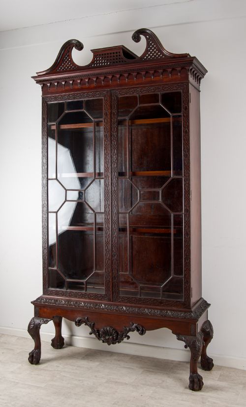 fig 1. Fine 19th Century Carved Mahogany Chippendale Style Display Cabinet