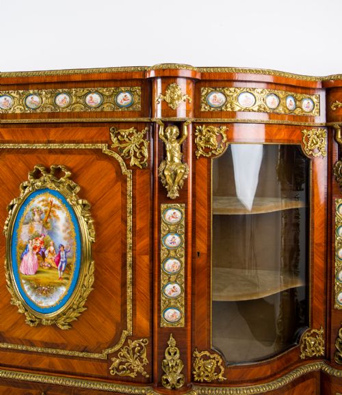EXHIBITION QUALITY ANTIQUE KINGWOOD CREDENZA WITH ORMOLU PORCELAIN PANELS C1880 PROVENANCE GREAT BRAMPTON HOUSE - ADDITIONAL PHOTO 2