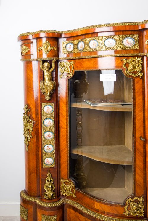EXHIBITION QUALITY ANTIQUE KINGWOOD CREDENZA WITH ORMOLU PORCELAIN PANELS C1880 PROVENANCE GREAT BRAMPTON HOUSE - ADDITIONAL PHOTO 4