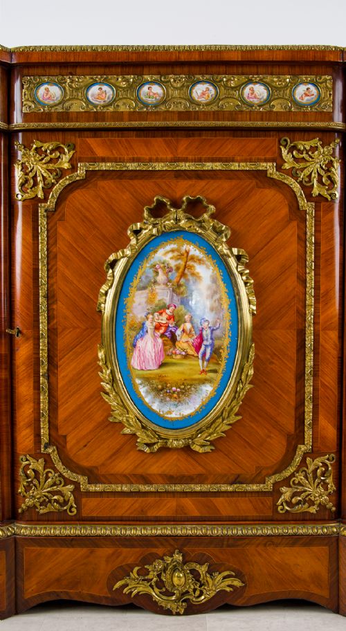 EXHIBITION QUALITY ANTIQUE KINGWOOD CREDENZA WITH ORMOLU PORCELAIN PANELS C1880 PROVENANCE GREAT BRAMPTON HOUSE - ADDITIONAL PHOTO 7
