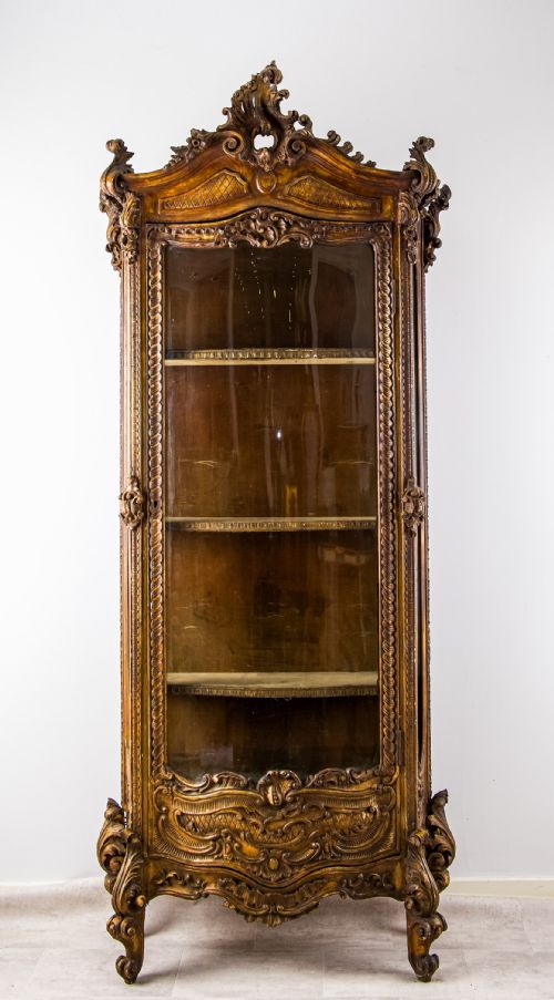 IMPRESSIVE CONTINENTAL GILTWOOD DISPLAY CABINET WITH GLAZED SIDES C1900 - ADDITIONAL PHOTO 3