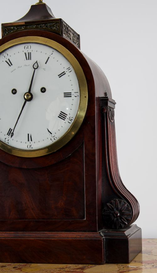 fig 1. Antique English Mahogany Bracket Clock by Grant, Fleet Street, London - No. 372
