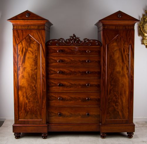 Victorian Mahogany Compactum Wardrobe - 19th Century