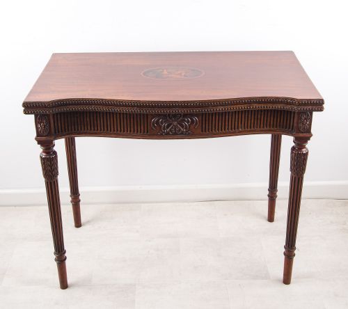 FINE EDWARDIAN HEPPLEWHITE STYLE MAHOGANY FOLDOVER CARD TABLE C1900 - ADDITIONAL PHOTO 5