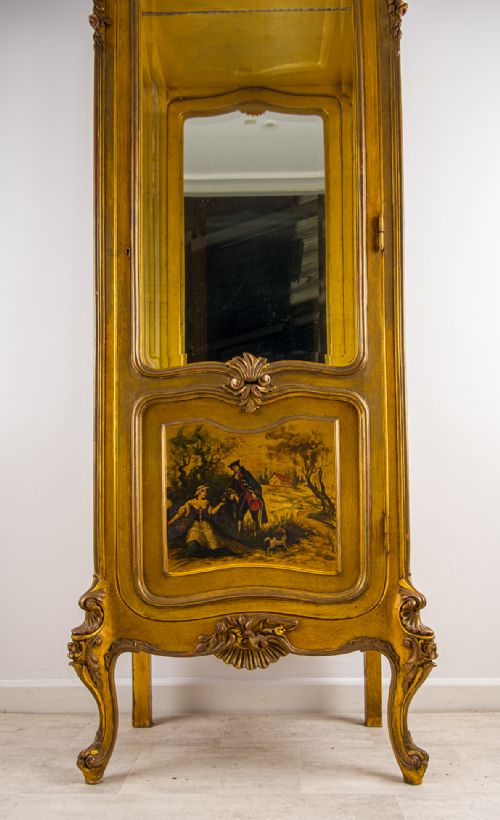 ANTIQUE FRENCH GILTWOOD DISPLAY CABINET VITRINE WITH PAINTED PANELS - ADDITIONAL PHOTO 4