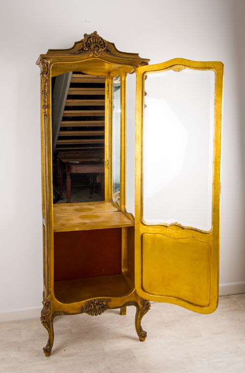ANTIQUE FRENCH GILTWOOD DISPLAY CABINET VITRINE WITH PAINTED PANELS - ADDITIONAL PHOTO 8