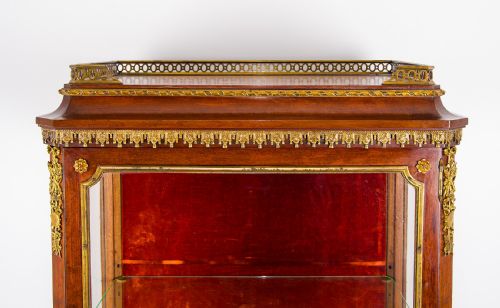 ANTIQUE FRENCH VERNIS MARTIN DISPLAY CABINET ORMOLU MOUNTED GLASS VITRINE WITH PAINTED PANEL - ADDITIONAL PHOTO 4
