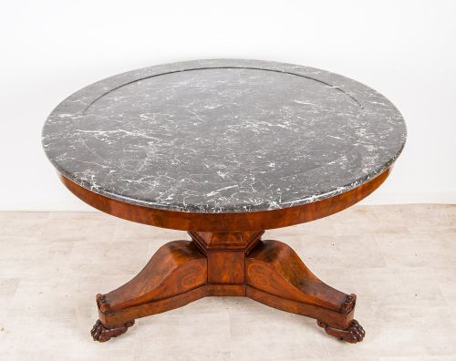 fig 2. Antique Mahogany Centre Table with Marble Top - Large Round