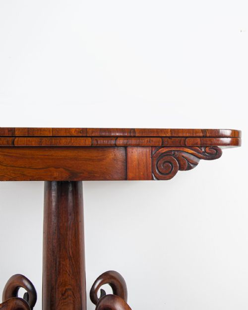 REGENCY ROSEWOOD GAMES TABLE WITH CARVED DOLPHIN BASE C1830 - ADDITIONAL PHOTO 3