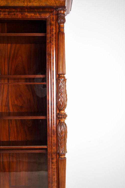 fig 2. Antique Victorian Flamed Mahogany Glazed Bookcase Display Cabinet