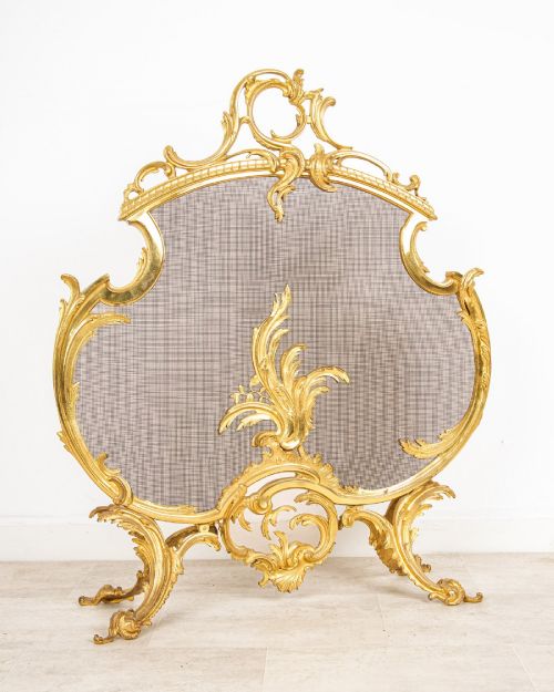 Antique French Decorative Rococo Ormolu Fire Screen C.1880
