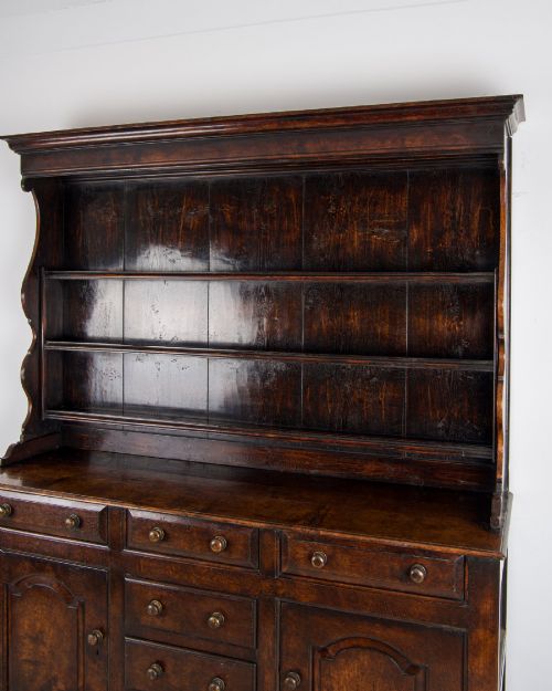 fig 2. Large Antique English Oak Dresser with Plate Rack – 20th Century Country House Farmhouse Sideboard