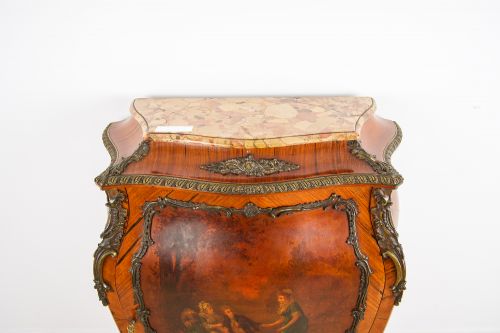 ANTIQUE FRENCH LOUIS XV KINGWOOD VERNIS MARTIN COMMODE MARBLE TOP ORMOLU MOUNTED SIDE CABINET - ADDITIONAL PHOTO 2