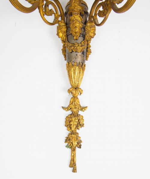 A RARE PAIR OF GILTBRONZE FIVELIGHT WALL LIGHT SCONCES BY HENRI VIAN PARIS STAMPED - ADDITIONAL PHOTO 7