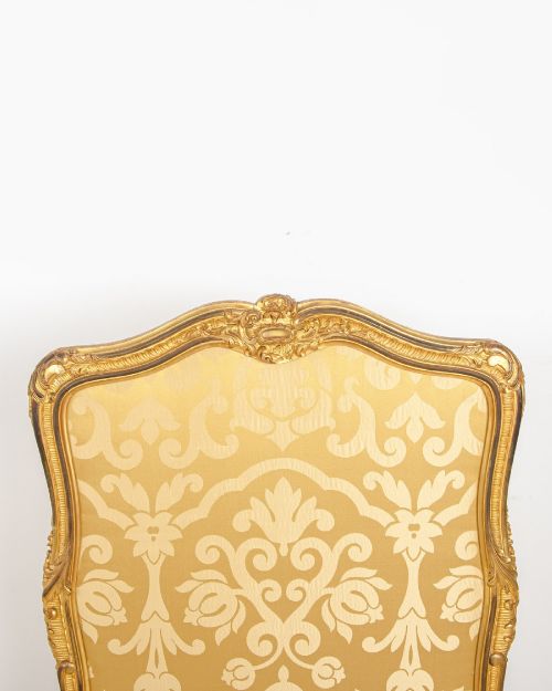 fig 2. Antique French Carved Giltwood Fire Screen With Upholstered Panel