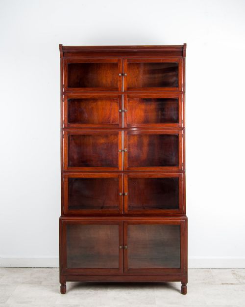 Antique Minty of Oxford Mahogany Stacking Bookcase with Glazed Doors