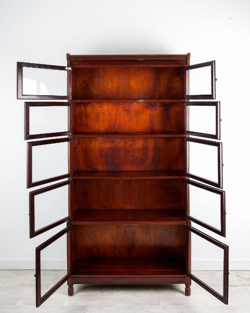 fig 4. Antique Minty Of Oxford Mahogany Stacking Bookcase With Glazed Doors