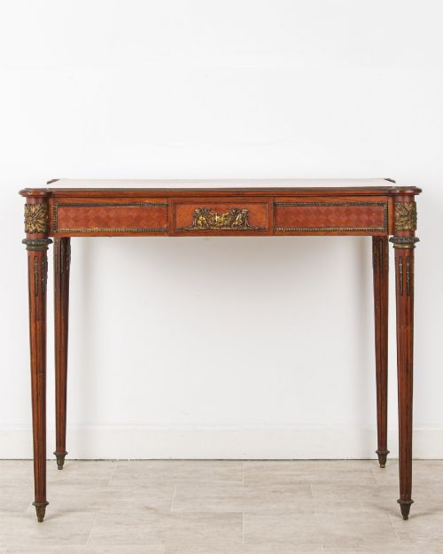 FINE ANTIQUE FRENCH KINGWOOD WRITING TABLE WITH ORMOLU MOUNTS LOUIS XVI STYLE