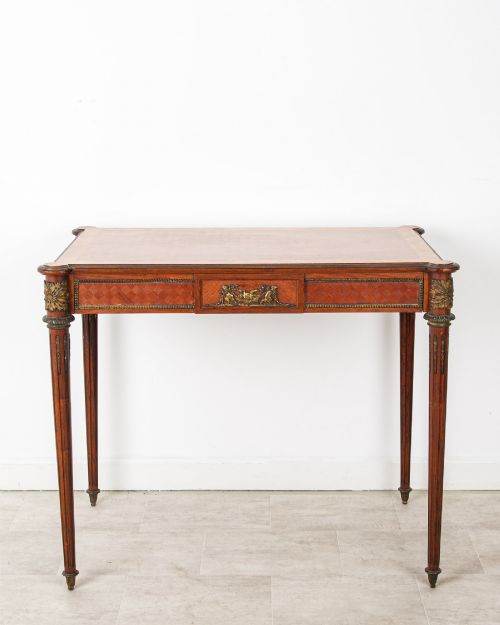 FINE ANTIQUE FRENCH KINGWOOD WRITING TABLE WITH ORMOLU MOUNTS LOUIS XVI STYLE - ADDITIONAL PHOTO 1