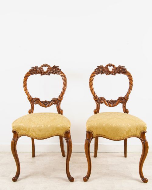 fig 2. Set Of Six Antique Walnut Balloon Back Dining Chairs