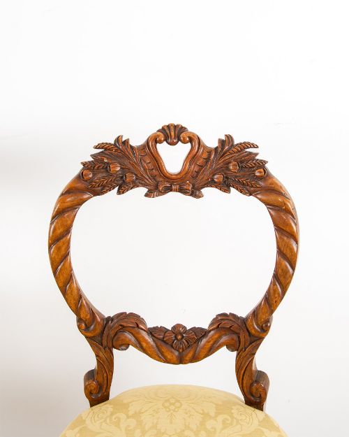 fig 3. Set Of Six Antique Walnut Balloon Back Dining Chairs
