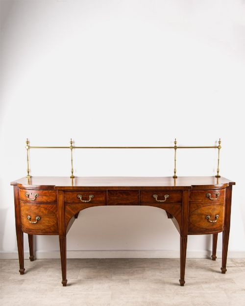 fig 1. Antique Georgian Mahogany Sideboard Server With Brass Gallery Rail
