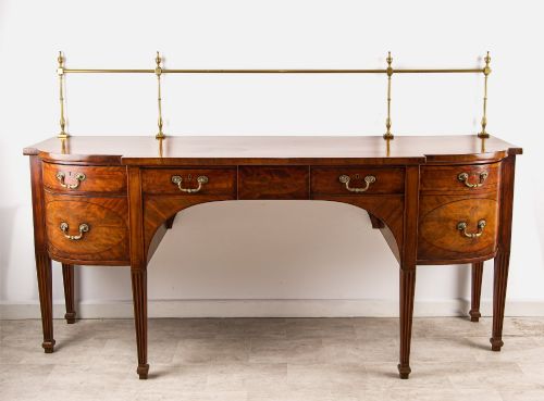fig 2. Antique Georgian Mahogany Sideboard Server With Brass Gallery Rail