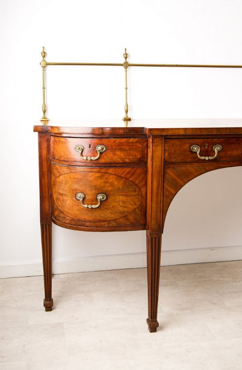 fig 4. Antique Georgian Mahogany Sideboard Server With Brass Gallery Rail