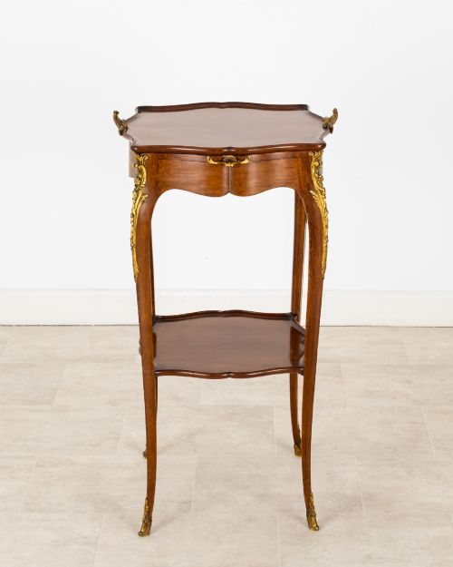 ANTIQUE FRENCH ORMOLU MOUNTED MAHOGANY SIDE TABLE ATTRIBUTED TO FRANOIS LINKE