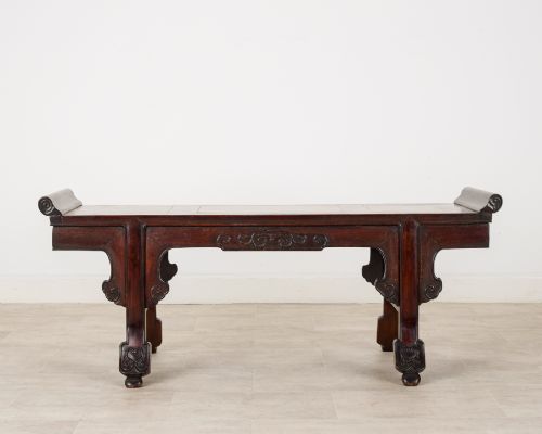 ANTIQUE CHINESE HARDWOOD ALTAR BENCH WINDOW SEAT 19TH CENTURY