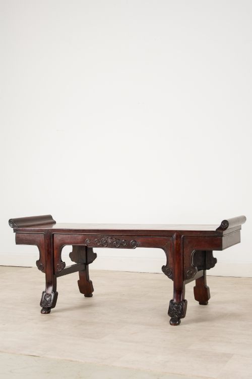 ANTIQUE CHINESE HARDWOOD ALTAR BENCH WINDOW SEAT 19TH CENTURY - ADDITIONAL PHOTO 2