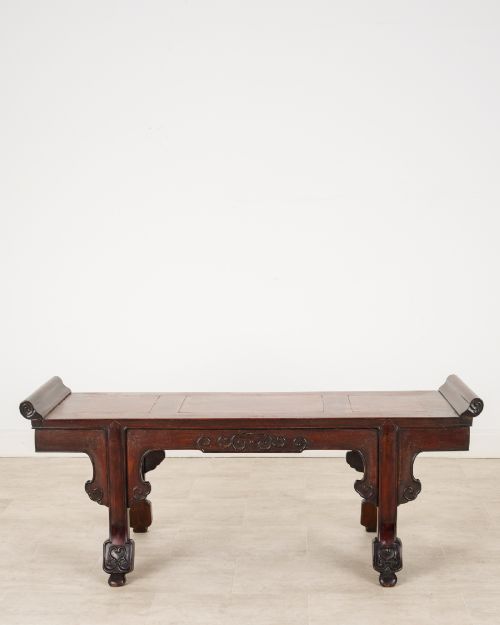 ANTIQUE CHINESE HARDWOOD ALTAR BENCH WINDOW SEAT 19TH CENTURY - ADDITIONAL PHOTO 5