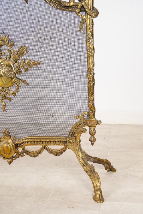 ANTIQUE FRENCH LOUIS XVI STYLE GILT BRASS FIREPLACE FIRE SCREEN GUARD - ADDITIONAL PHOTO 3