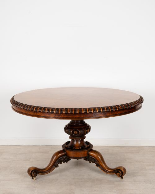 Antique Victorian Walnut Circular Centre Table on Tripod Base