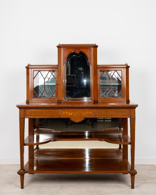 ANTIQUE EDWARDIAN MAHOGANY INLAID BONHEUR DU JOUR WRITING DESK C1900