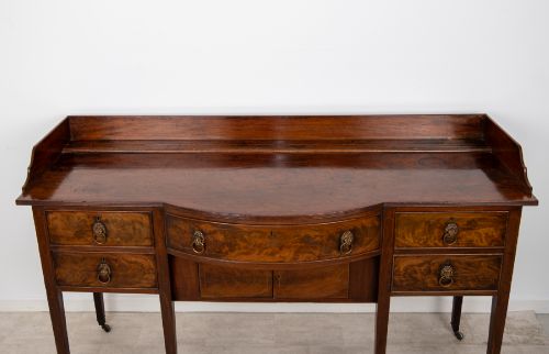 fig 1. Antique Georgian Flame Mahogany Sideboard Server With Gallery Back c.1820