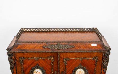 ANTIQUE FRENCH KINGWOOD BONHEUR DU JOUR WRITING DESK WITH ORMOLU MOUNTS PORCELAIN PLAQUES C1880 - ADDITIONAL PHOTO 6