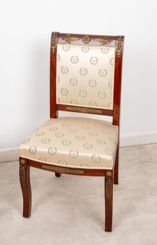PAIR OF ANTIQUE FRENCH EMPIRE REVIVAL MAHOGANY SIDE CHAIRS WITH ORMOLU MOUNTS C1880 - ADDITIONAL PHOTO 2