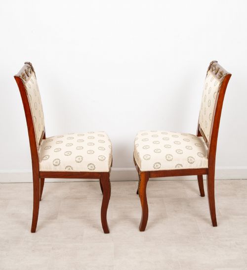 PAIR OF ANTIQUE FRENCH EMPIRE REVIVAL MAHOGANY SIDE CHAIRS WITH ORMOLU MOUNTS C1880 - ADDITIONAL PHOTO 5