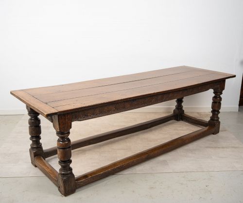 ANTIQUE 18TH CENTURY CARVED OAK REFECTORY FARMHOUSE DINING TABLE