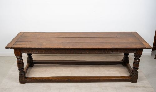 ANTIQUE 18TH CENTURY CARVED OAK REFECTORY FARMHOUSE DINING TABLE - ADDITIONAL PHOTO 3