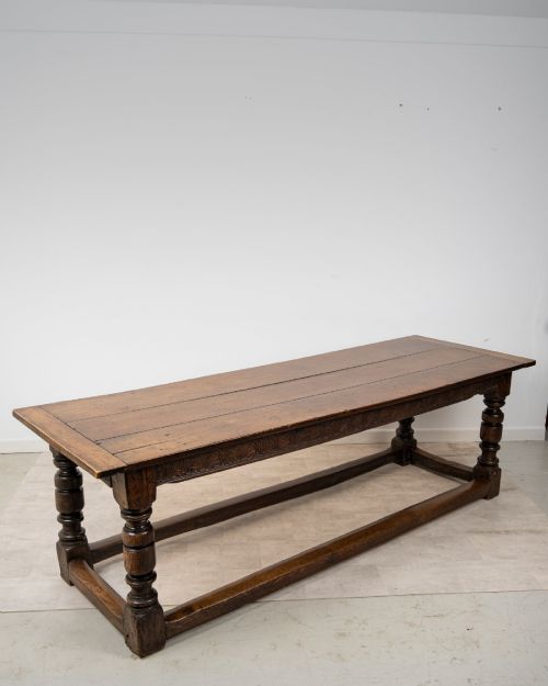 ANTIQUE 18TH CENTURY CARVED OAK REFECTORY FARMHOUSE DINING TABLE - ADDITIONAL PHOTO 4