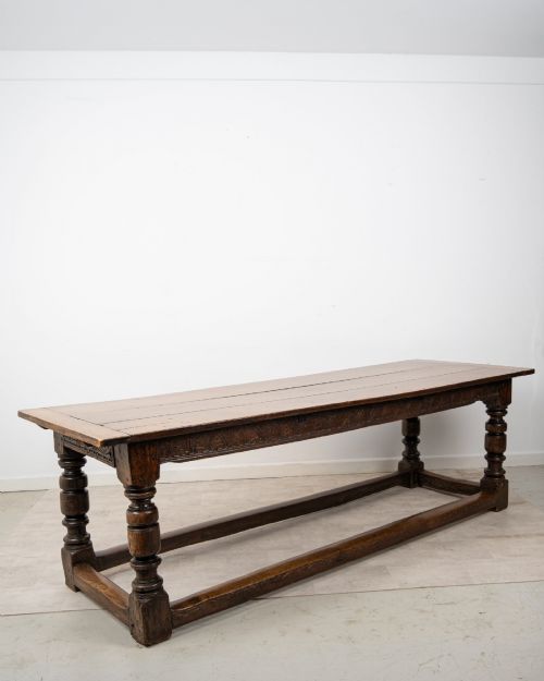 ANTIQUE 18TH CENTURY CARVED OAK REFECTORY FARMHOUSE DINING TABLE - ADDITIONAL PHOTO 5