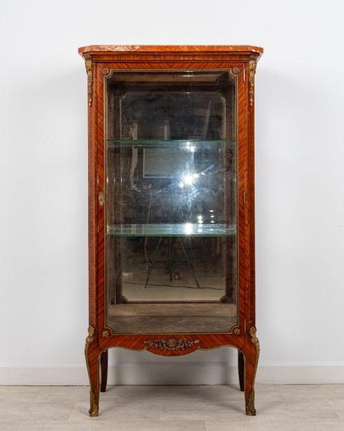 ANTIQUE KINGWOOD ORMOLU DISPLAY CABINET BY FRANOIS LINKE WITH MARBLE TOP