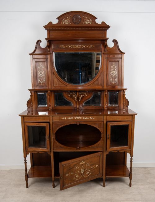 ANTIQUE VICTORIAN MAHOGANY INLAID CHIFFONIER CABINET C1890 - ADDITIONAL PHOTO 9